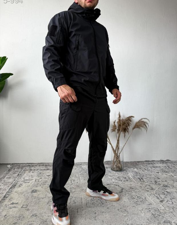 Спортивный костюм мужской графитовый soft shell демисезон - Фото 4