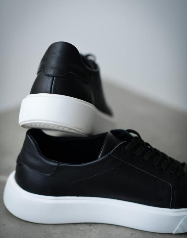 Кеды мужские черные кожаные классические - Фото 5